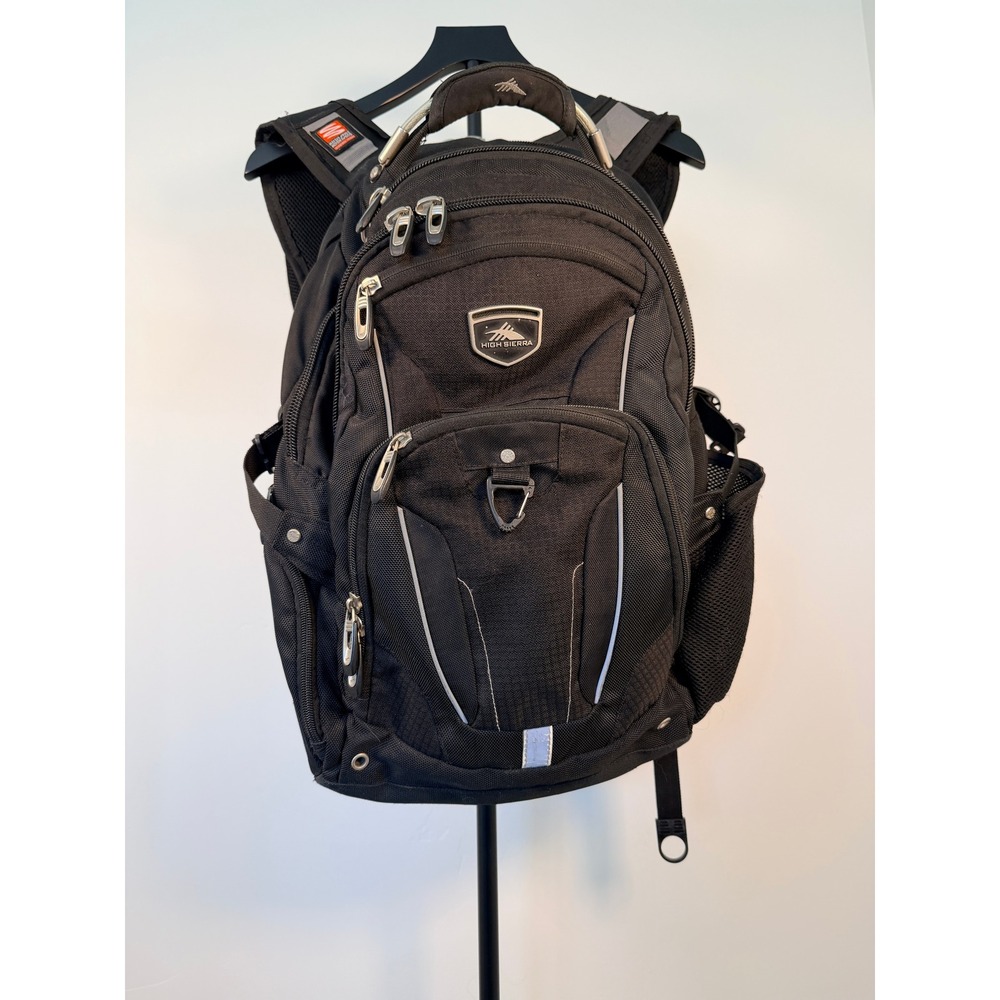 High Sierra Backpack Black Suspension Strap Airflow Multi-Pocket School Travel